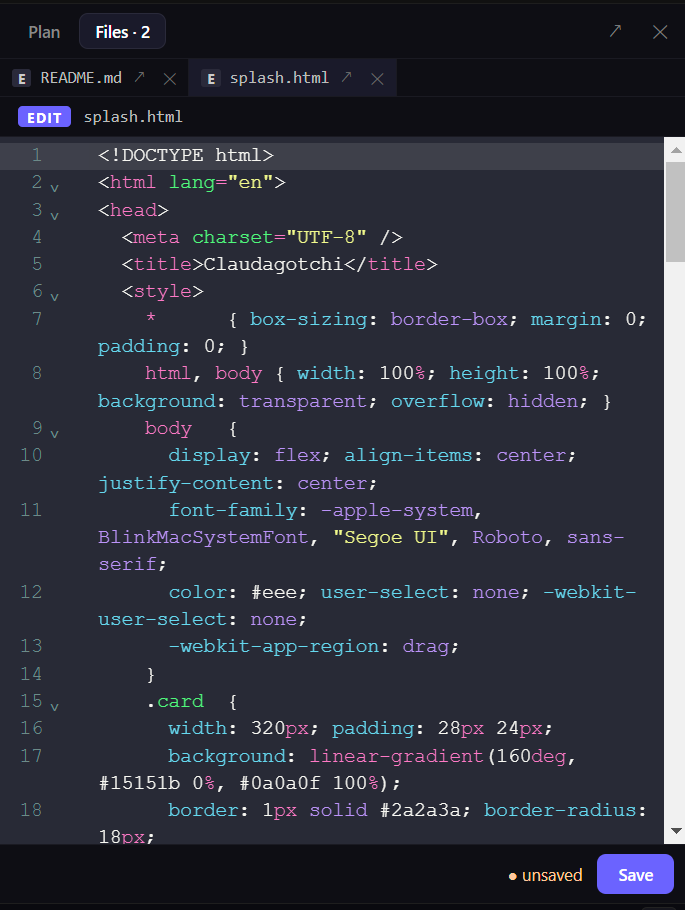 File editing view